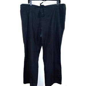 Malibu Doc XL Black Polyester & Cotton Blend Pants Tie-Waist